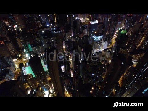 Aerial View Of City At Night - Stock Video Footage