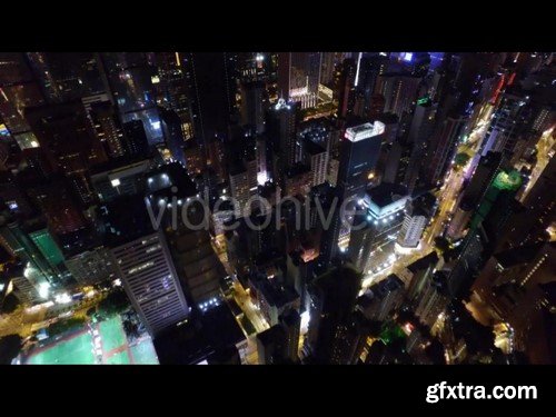 Aerial View Of City At Night - Stock Video Footage