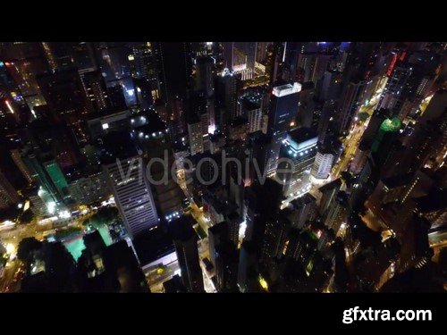 Aerial View Of City At Night - Stock Video Footage