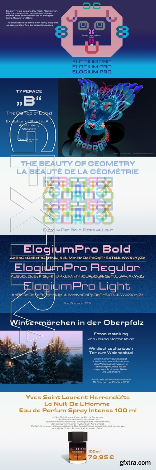 Elogium Pro - 3 fonts:$129.60