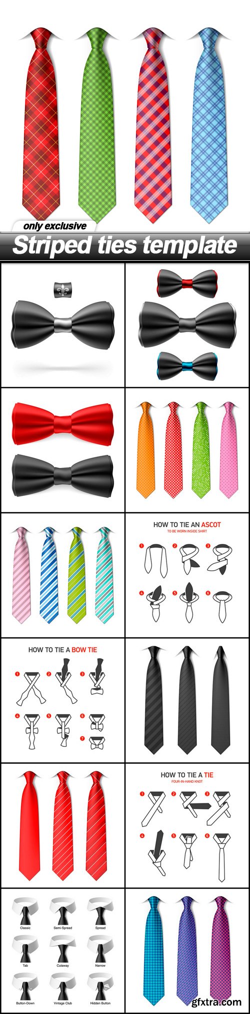 Striped ties template - 13 EPS