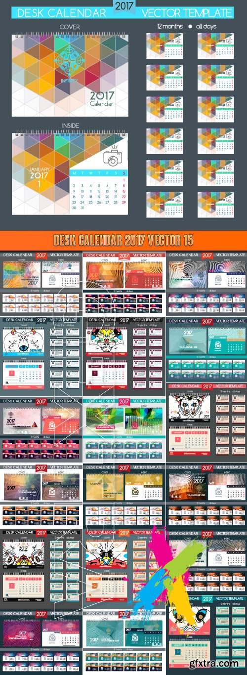 Desk Calendar 2017 vector 15