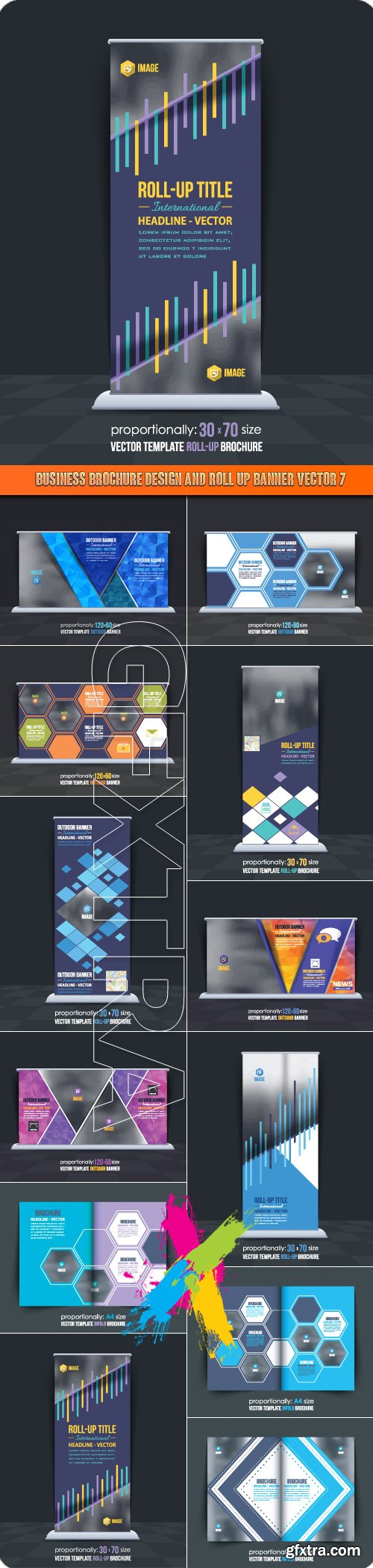 Business Brochure Design and Roll up banner vector 7