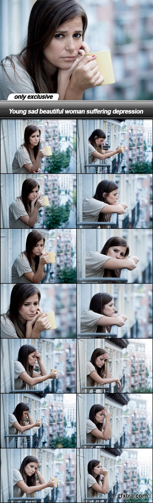 Young sad beautiful woman suffering depression - 15 UHQ JPEG