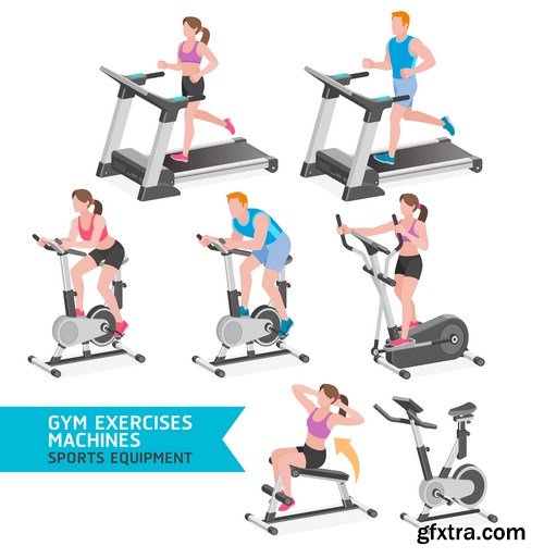 Fitness, exercise machines & gym - 16xEPS