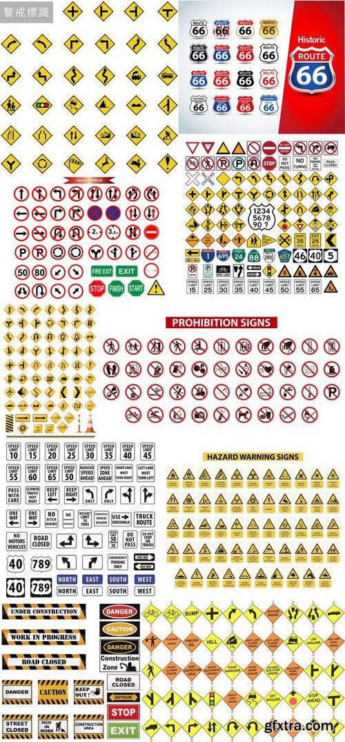 Road signs & under construction - 23xEPS