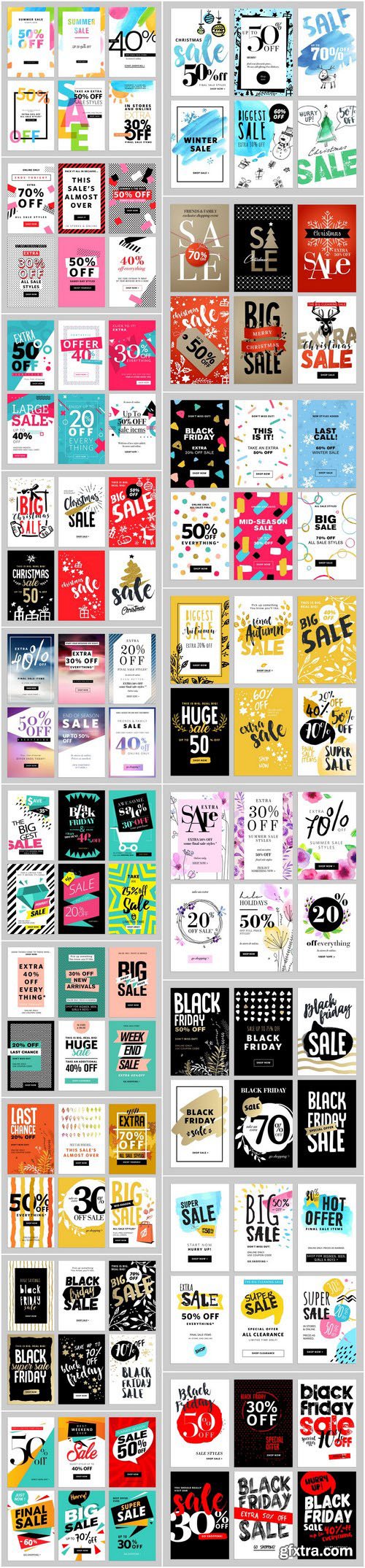 Set of social media sale banners template - 18xEPS