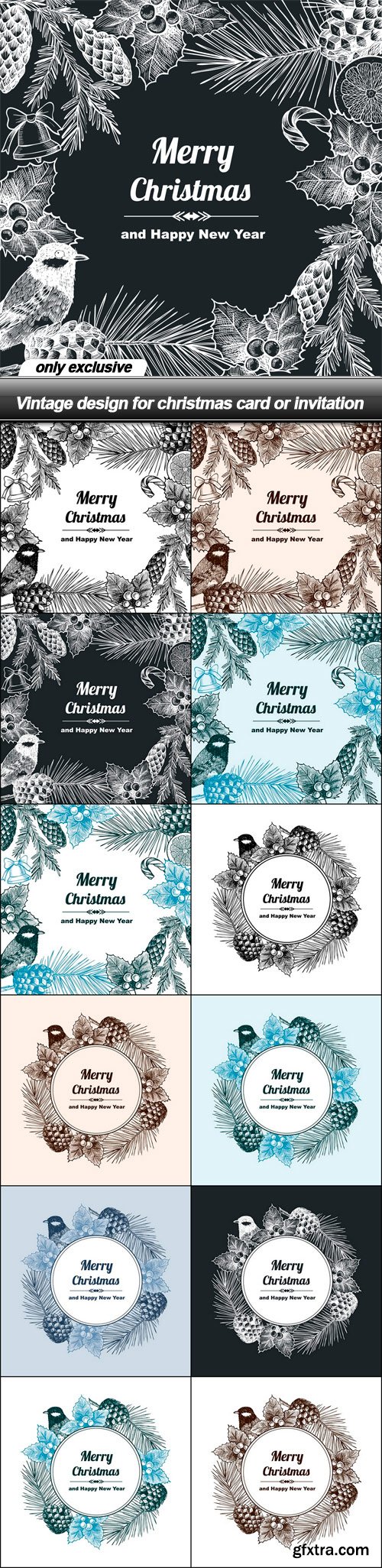 Vintage design for christmas card or invitation - 12 EPS