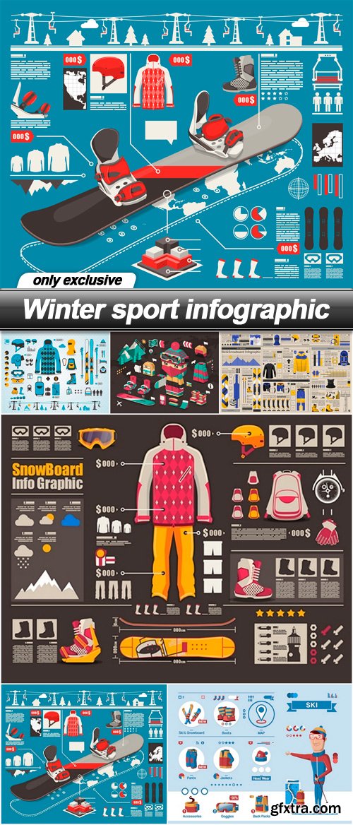 Winter sport infographic - 6 EPS