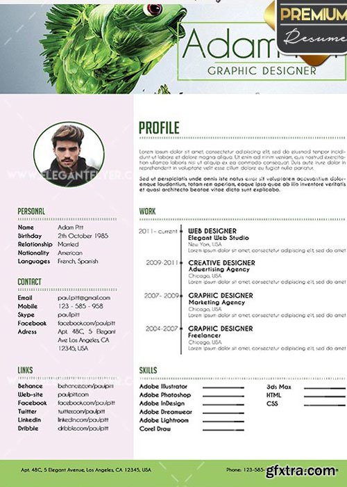 Minimal Resume CV PSD V8 Templates