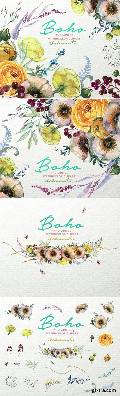 CM - Boho Watercolor Floral Clipart F-49 964081