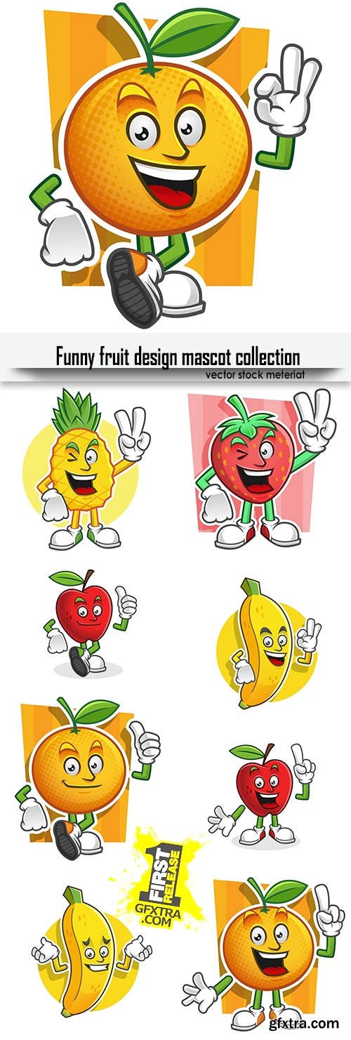 Funny fruit design mascot collection