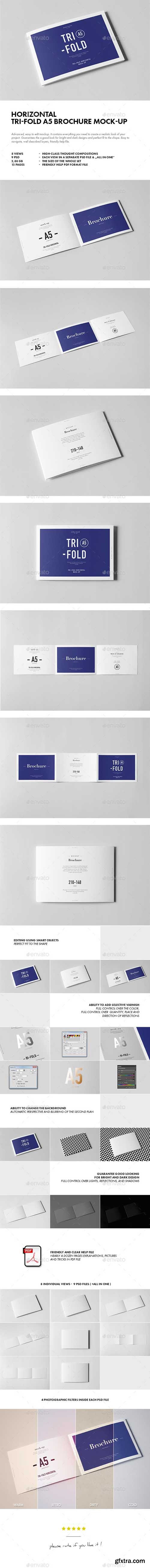 GR - Horizontal Tri-Fold A5 Brochure Mock-up 18037533