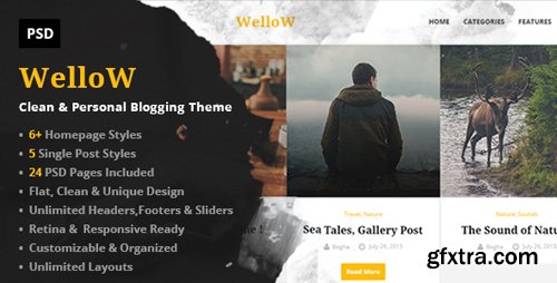 ThemeForest - Wellow – Clean & Personal Blogging PSD Template 11948706