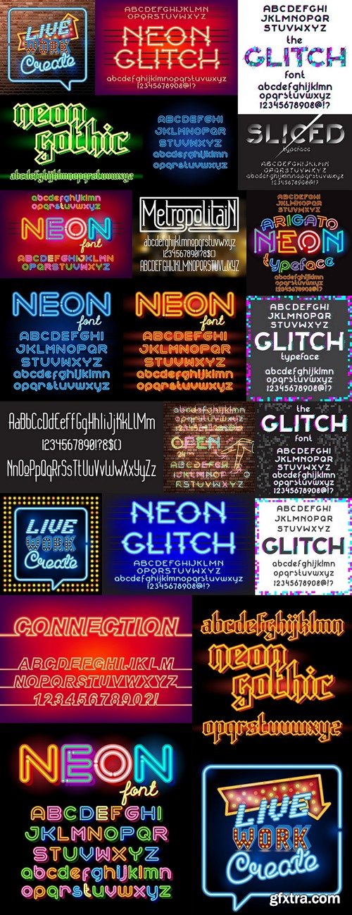 Neon glitch typeface