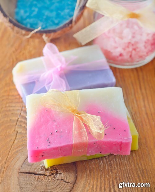 Sea salt, soap, candle and aroma oil - 25xUHQ JPEG Photo Stock