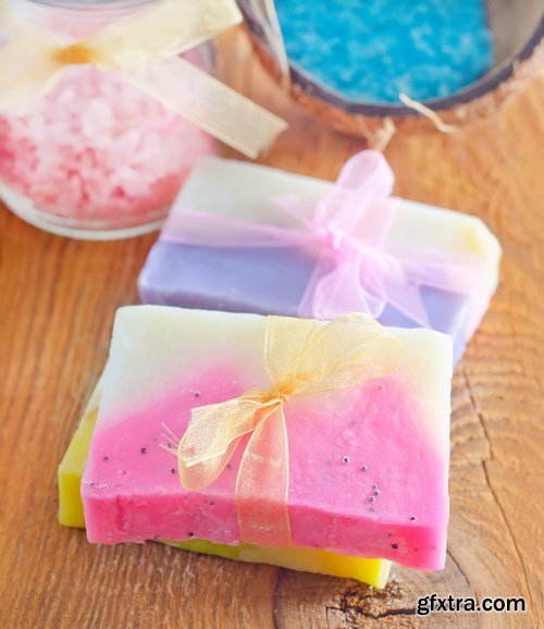 Sea salt, soap, candle and aroma oil - 25xUHQ JPEG Photo Stock