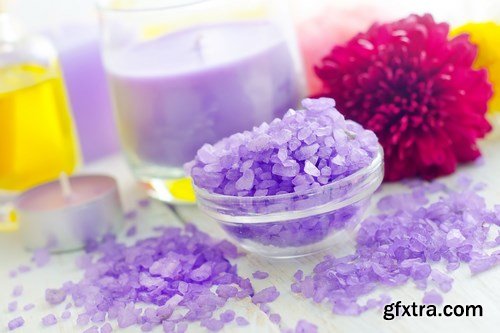 Sea salt, soap, candle and aroma oil - 25xUHQ JPEG Photo Stock