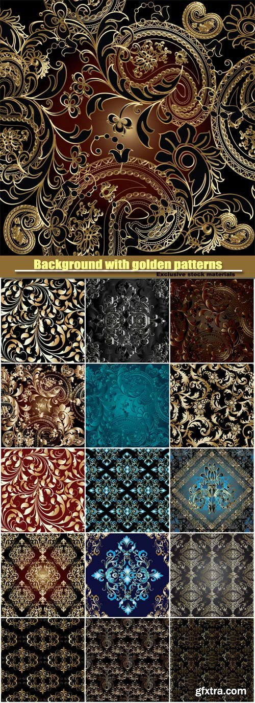 Beautiful vector background with golden patterns