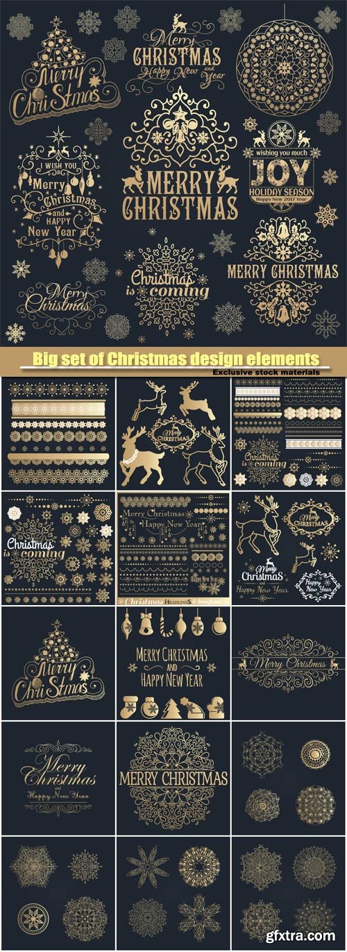 Big set of Christmas calligraphic design elements