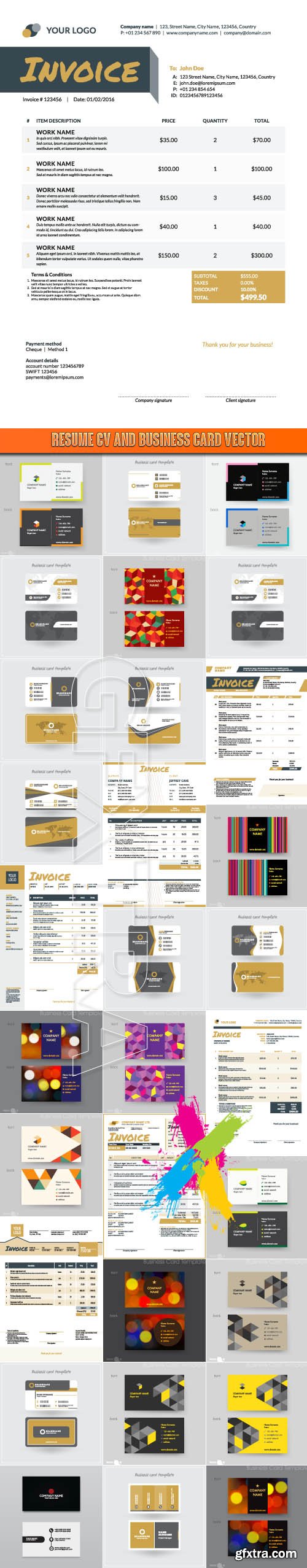 Resume cv and business card vector