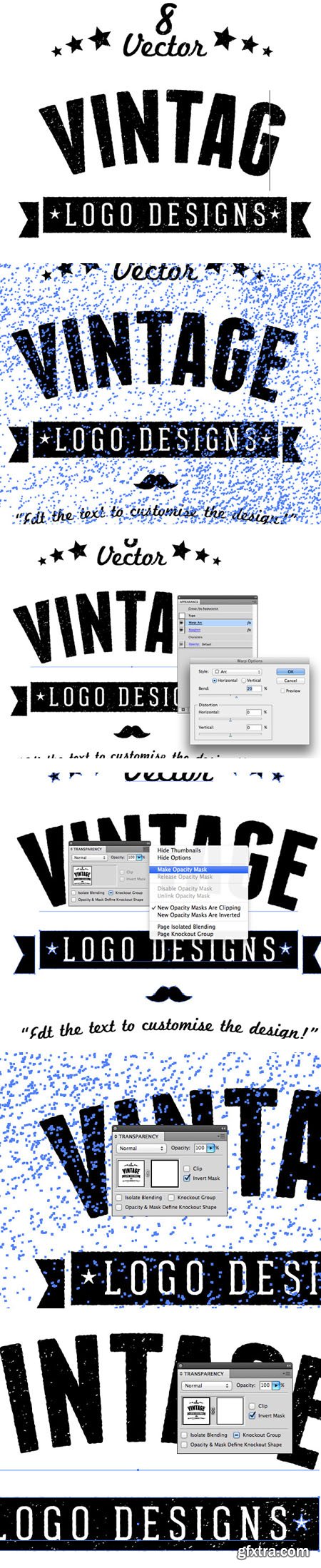 8 Customizable Vintage Style Logo Designs in Vector