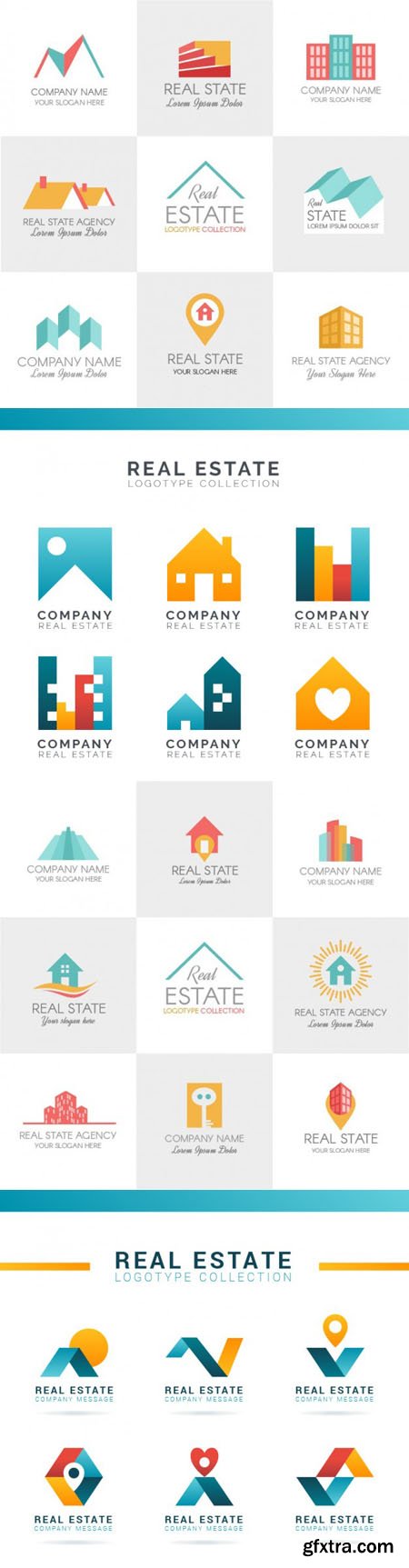 Colored Real Estate Logotypes in Vector