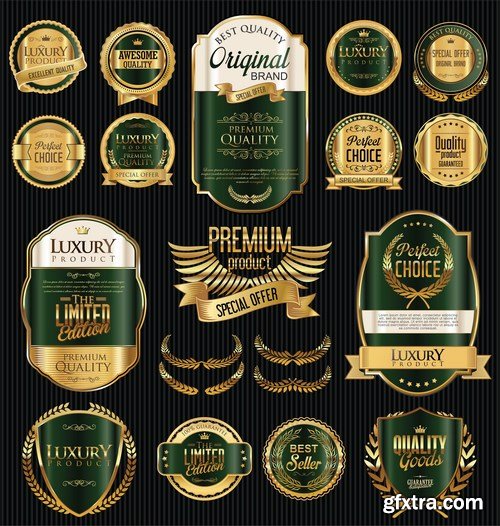 Gold Labels & Badges - 25xEPS