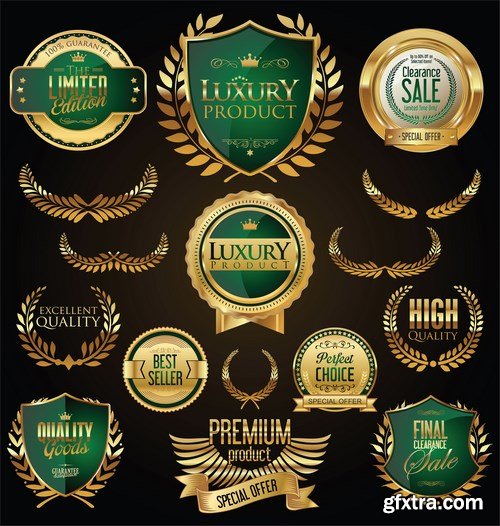 Gold Labels & Badges - 25xEPS