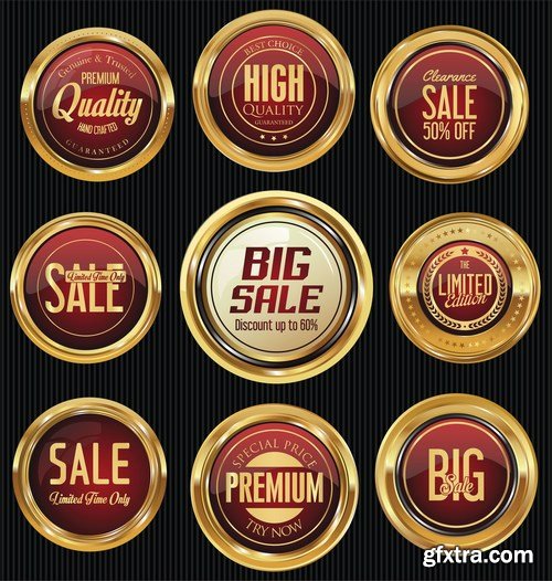 Gold Labels & Badges - 25xEPS