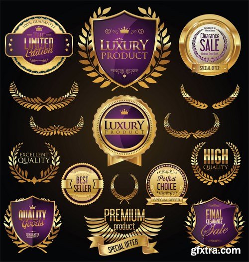 Gold Labels & Badges - 25xEPS