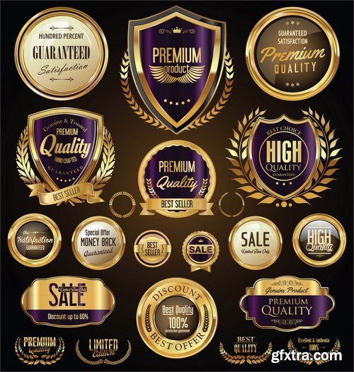 Gold Labels & Badges - 25xEPS