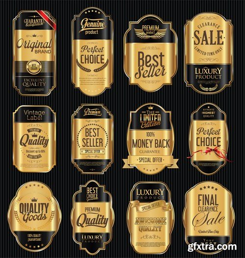 Gold Labels & Badges - 25xEPS