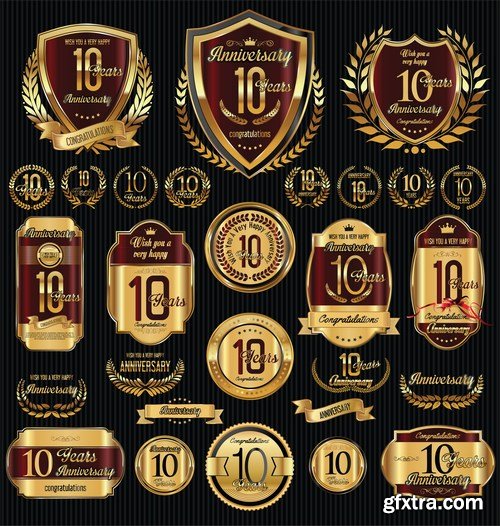 Gold Labels & Badges - 25xEPS