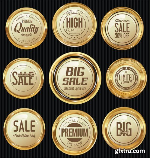 Gold Labels & Badges - 25xEPS