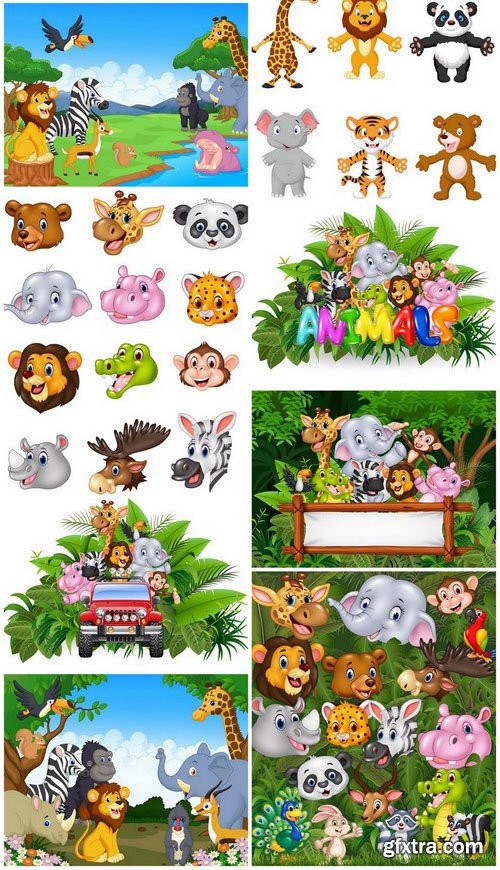 Animal & Background Cartoon Set 2 - 18xEPS