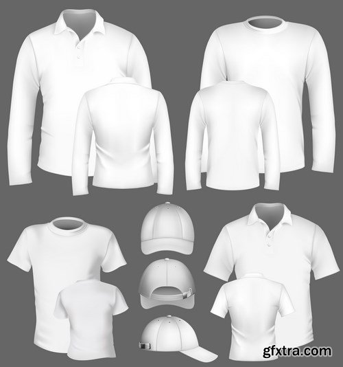 T-Shirt, Raglan, Polo, Baseball Cap - Clothes Set, 15xEPS