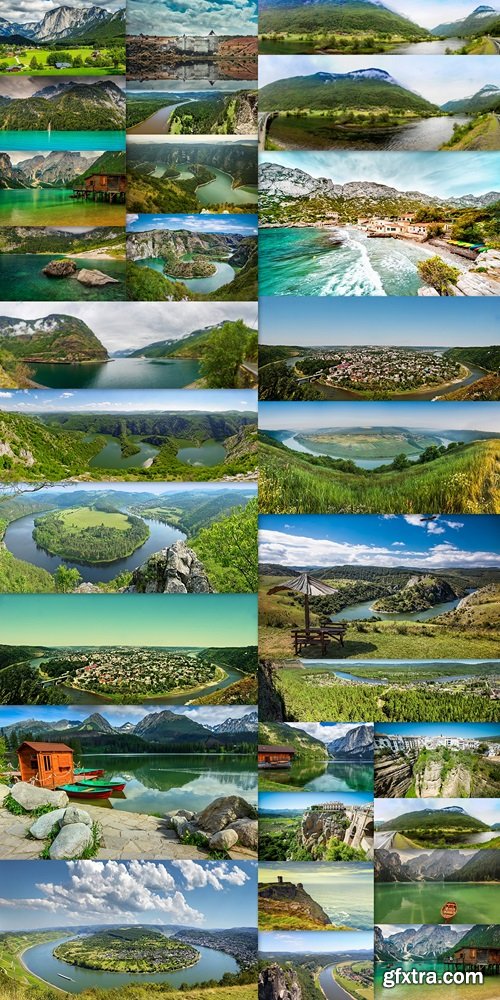 Beautiful nature, mountains, lakes, rivers, forests