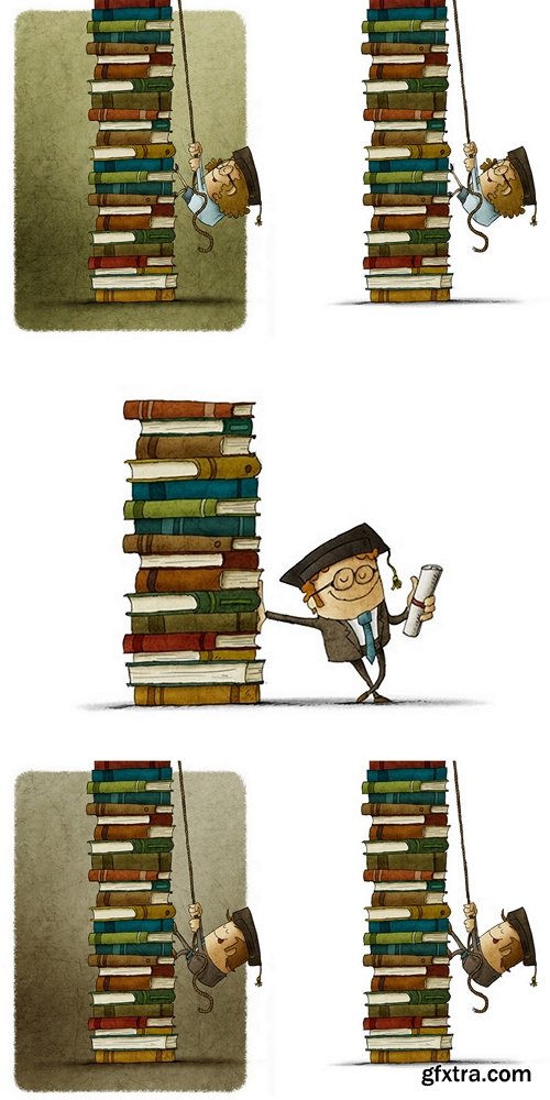 Сlimbing a pile of books