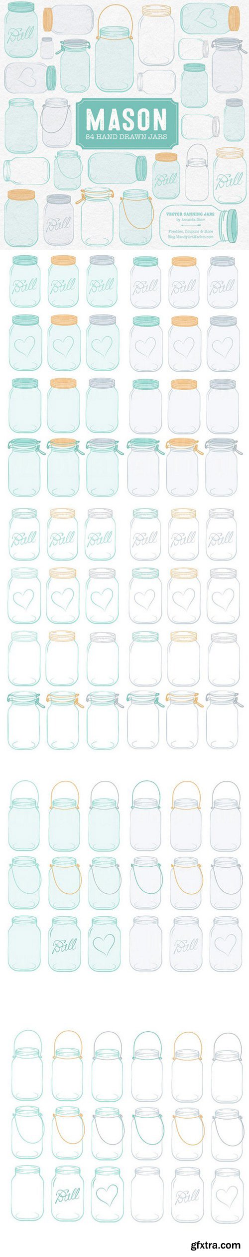 Aqua Mason Jars Clipart & Vectors