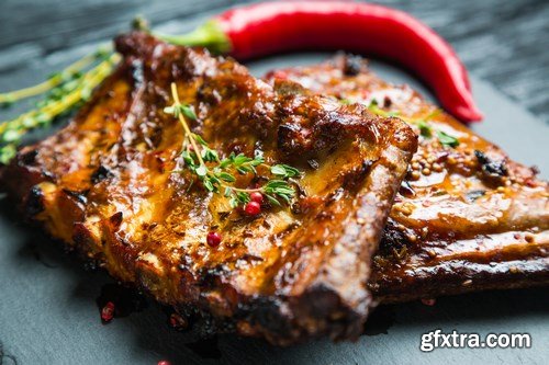 Appetizing grilled ribs - 17xUHQ JPEG Photo Stock