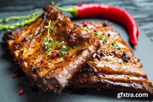 Appetizing grilled ribs - 17xUHQ JPEG Photo Stock