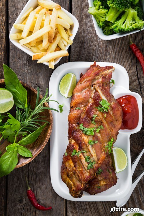 Appetizing grilled ribs - 17xUHQ JPEG Photo Stock