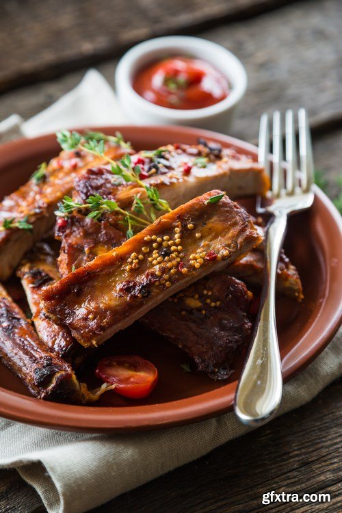 Appetizing grilled ribs - 17xUHQ JPEG Photo Stock