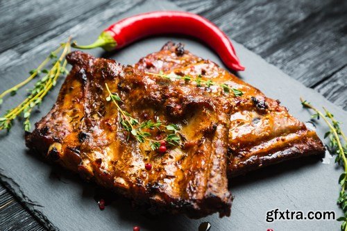 Appetizing grilled ribs - 17xUHQ JPEG Photo Stock