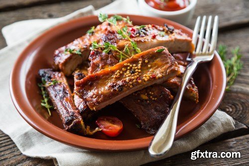 Appetizing grilled ribs - 17xUHQ JPEG Photo Stock