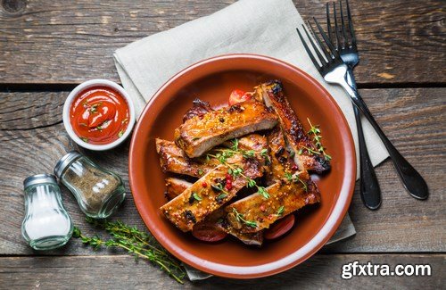 Appetizing grilled ribs - 17xUHQ JPEG Photo Stock