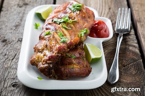 Appetizing grilled ribs - 17xUHQ JPEG Photo Stock