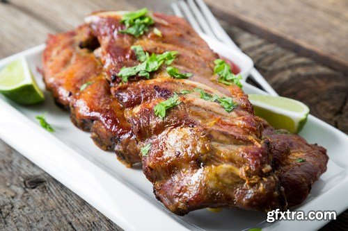 Appetizing grilled ribs - 17xUHQ JPEG Photo Stock