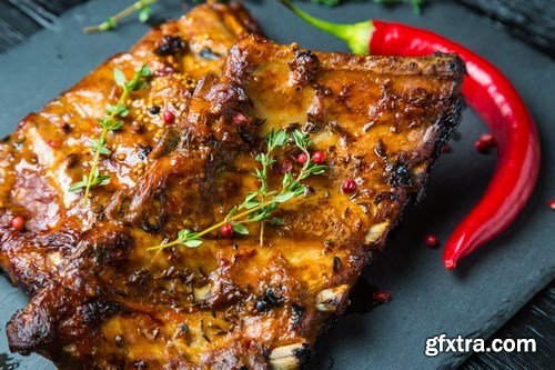 Appetizing grilled ribs - 17xUHQ JPEG Photo Stock